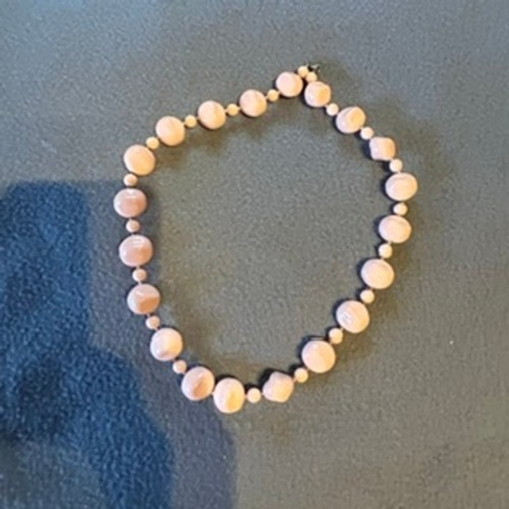 Vtg Peach Beaded Necklace Large Round Irregular Beads‎ Spring Ring Clasp 22in